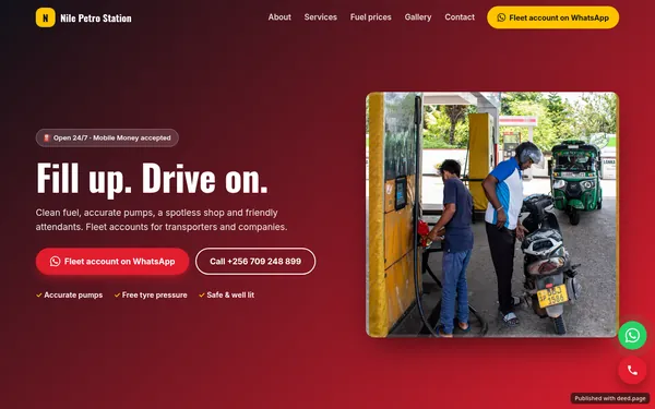 Screenshot of the Nile Petro Station website