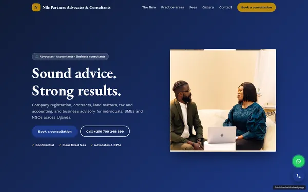 Screenshot of the Nile Partners Advocates & Consultants website