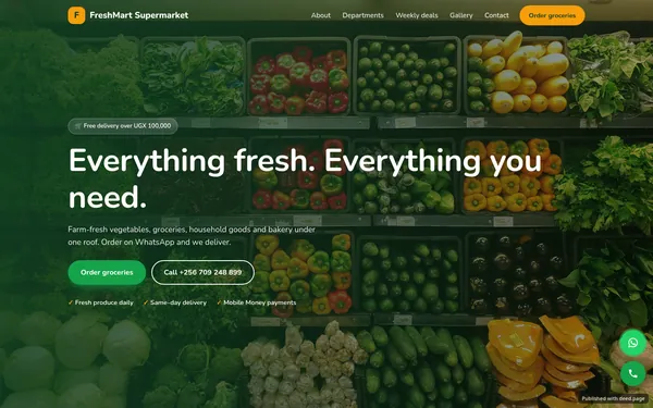 Screenshot of the FreshMart Supermarket website
