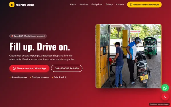 Screenshot of the Nile Petro Station website