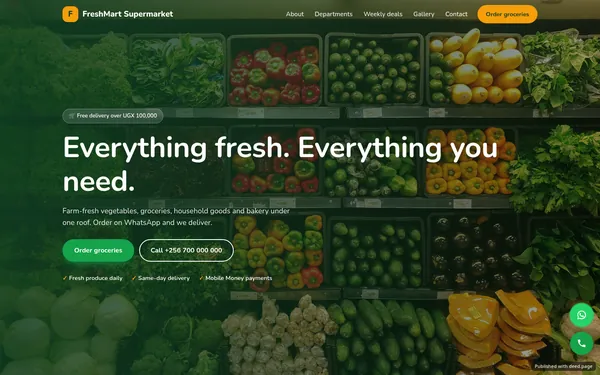 Screenshot of the FreshMart Supermarket website